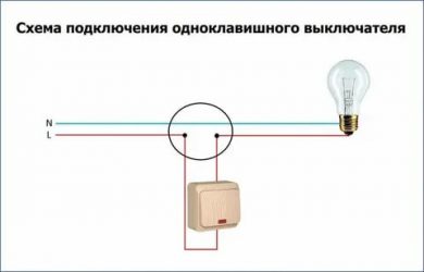 Как подключить одноклавишный выключатель света?