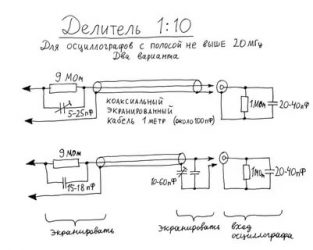 Схема щупа осциллографа