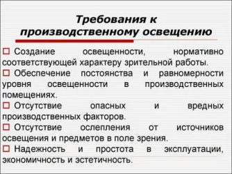 Основные требования к светильникам в предприятиях торговли