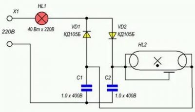 Запуск лампы дневного света без дросселя