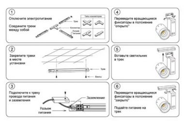 Как подключить трековый светильник на шинопроводе?