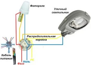 Подключить фотореле к уличному светильнику