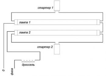 Как подключить люминесцентную лампу через дроссель?