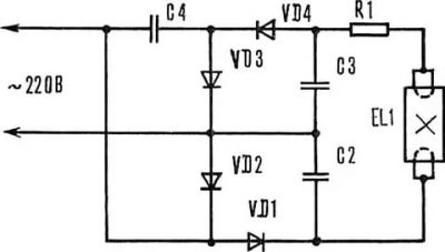 Как запустить люминесцентную лампу без дросселя?