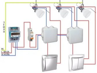 Как провести светильник с выключателем?