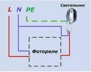 Подключить фотореле к уличному светильнику