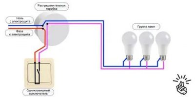 Подключение нескольких светильников к одному выключателю