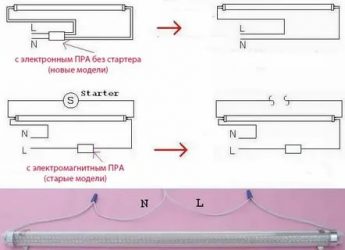 Как подключить светодиодную лампу вместо люминесцентных напрямую?