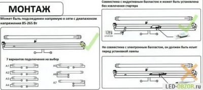 Как установить светодиодную лампу в люминесцентный светильник?