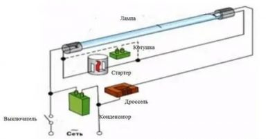 Из чего состоит лампа дневного света?