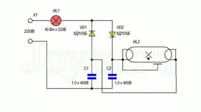 Как запустить люминесцентную лампу без дросселя?