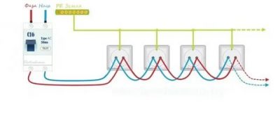 Как подключить несколько розеток от одного провода?