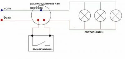 Подключение нескольких светильников к одному выключателю