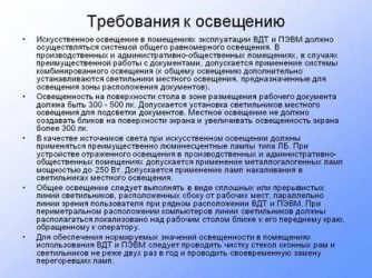 Основные требования к светильникам в предприятиях торговли