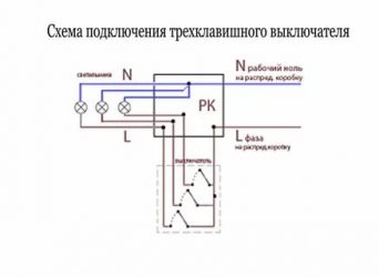 Подключение трехклавишного выключателя света с розеткой