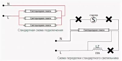 Как подключить диодную лампу дневного света?