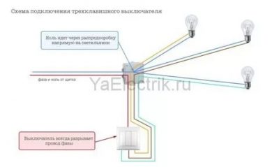 Как подключить трёхклавишный выключатель света?