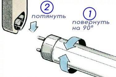 Как вытащить лампу дневного света из светильника?