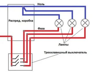 Подключение трехклавишного выключателя света с розеткой