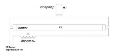 Назначение дросселя в люминесцентной лампе