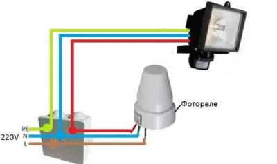 Подключить фотореле к уличному светильнику